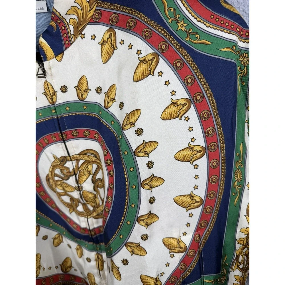 Gucci 100% Silk 'Mermaid' Blouson Jacket - Green/Ivory - SIZE 46 - RETAIL: $2800